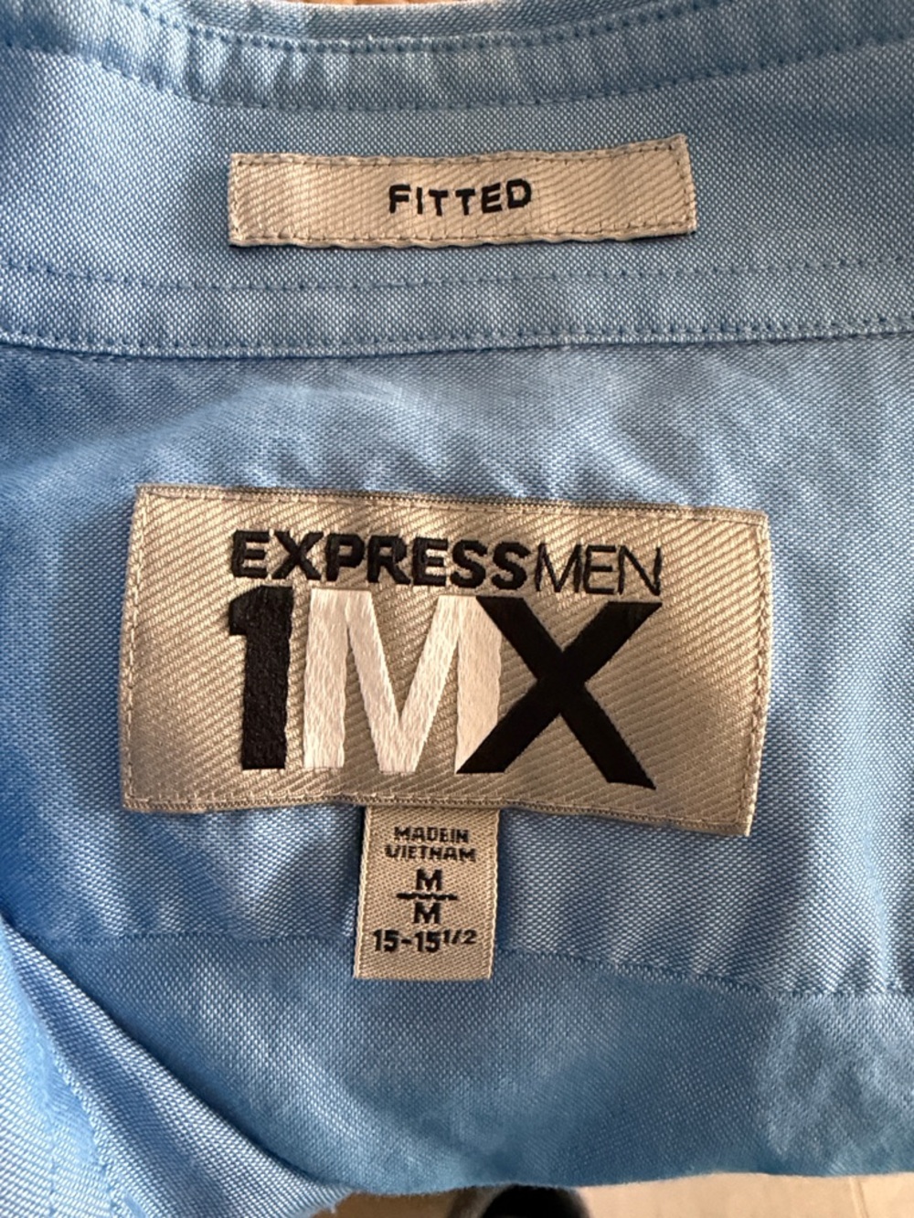 Express Men Light Blue Fitted Dress Shirt